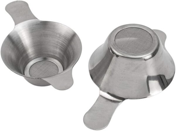 , 2 Pack Different Size Stainless Steel Mini Strainer Fine Mesh Tea Funnel Coffee Filter with Double Handles