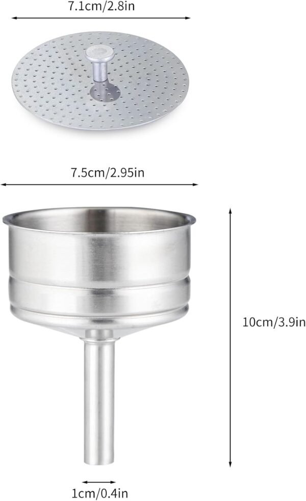 Stainless Steel Coffee Funnel Filter with Reducer, Espresso Maker Replacement,10 cup size - Image 2