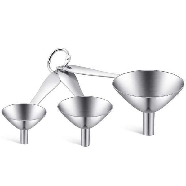 3-in-1 Premium Kitchen Funnel Set, Food Grade Stainless Steel Funnel for Filling Bottles, Small Bottle Funnel, Metal Funnel, Mini Funnel for Essential Oil, Flask, Spices, Liquid, Dry