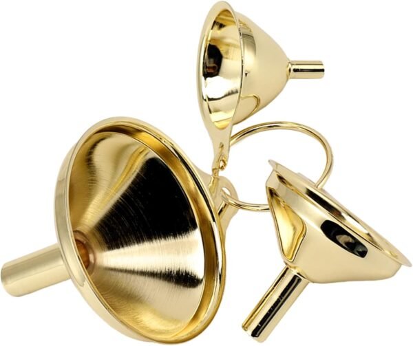 Kitchen Funnel Set, 3 Pieces Gold Stainless Steel Funnel Set Narrow Valve Rod Kitchen Oil Liquid Transferring for Canning Kitchen Tools Kitchen Gadgets Accessories