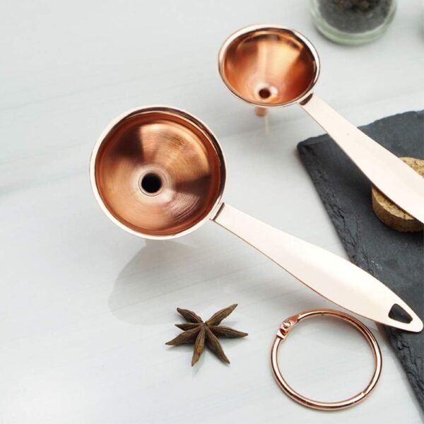 Set of 3 Stainless Steel Funnels with Long Handles Filling Funnel Kitchen Funnels Use for Transferring Oils Liquid Dry Ingredients Powder, Rose-Gold - Image 2