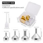 Small Metal Funnels 4 * 2 with 2 Mini Pipette, Mini Funnel, Perfume, Flask, Essential Oil, Miniature Bottles, Atomizers, Powder, Pet Capsule, (Silver, Gold) - Image 2