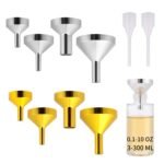 Small Metal Funnels 4 * 2 with 2 Mini Pipette, Mini Funnel, Perfume, Flask, Essential Oil, Miniature Bottles, Atomizers, Powder, Pet Capsule, (Silver, Gold)
