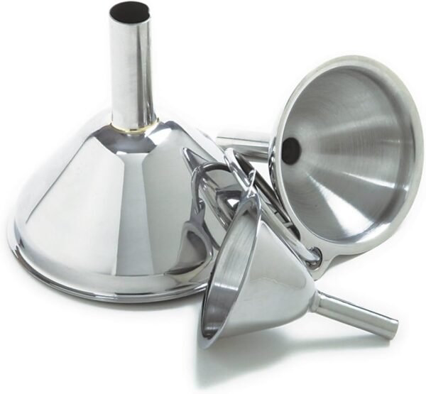 Stainless Steel Funnels, Set of 3, Silver