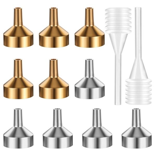 Small Funnels for Filling Small Bottles,10 PCS Small Metal Funnels with 2 PCS Pipette Small Kitchen Funnel Stainless Steel Tiny Funnels for Filling Small Bottles or Containers Atomizers Perfume Liquid