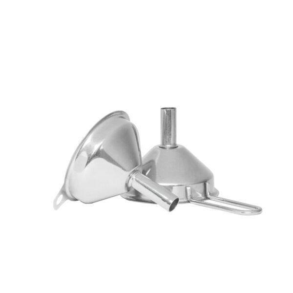 Metal Kitchen Funnels, Set of 2 Mini 2" Wide Bottle Funnels, Stainless Steel