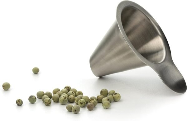 Kitchen Spice Jar/Oil Bottle Funnel, Stainless Steel and Dishwasher Safe, Angled Spout